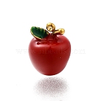 304 Stainless Steel Charms, with Enamel, Real 14K Gold Plated, Apple, 10.5x8.5x8.5mm, Hole: 1mm(STAS-R159-42G-02)