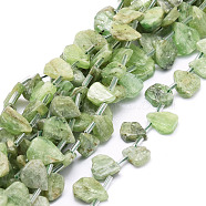 Natural Green Quartz Beads Strands, Teardrop, 12~20x5~15x3~7mm, Hole: 0.8mm, about 24pcs/strand, 15.04''(38.2cm)(G-E569-R09)