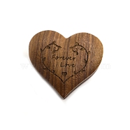Heart Wooden Ring Storage Boxes, Engraved Ring Gift Boxes, with Magnetic Clasps, Camel, 6x5.5x3.5cm(PW-WG86876-01)