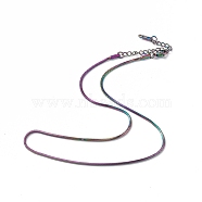 Ion Plating(IP) 304 Stainless Steel Round Snake Chain Necklace for Men Women, Rainbow Color, 15.75 inch(40cm)(NJEW-K245-012E)
