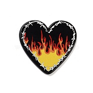 Acrylic Pendants, Heart, Fire, 38x39x2.5mm, Hole: 1.5mm(OACR-B024-03E)