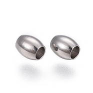 202 Stainless Steel Beads, Oval, Stainless Steel Color, 4.5x4x4mm, Hole: 2mm(STAS-I100-35P)