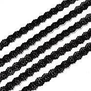 Hollow Flower Faux Sueded Cord, Faux Suede Lace, Black, 18x1.5mm, about 1.47 yards(1.35m)/strand(X-LW-R019-1090)