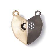Love Heart Alloy Magnetic Clasps, Moon Star Pattern Clasps for Couple Jewelry Bracelets Pendants Necklaces Making, Gray & Wheat, Mixed Color, 20x18x6mm, Hole: 1.6mm(FIND-C013-02E)
