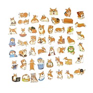 50Pcs 50 Styles Paper Corgi Dog Cartoon Stickers Sets, Adhesive Decals for DIY Scrapbooking, Photo Album Decoration, Dog Pattern, 48~67x43~54x0.2mm, 1pc/style(STIC-P004-23G)
