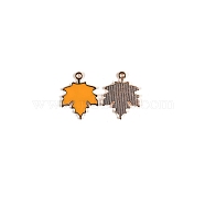 Thanksgiving Theme Alloy Enamel Pendants, Maple Leaf Charm, Golden, Old Lace, 24x19mm(THXG-PW0001-021D)