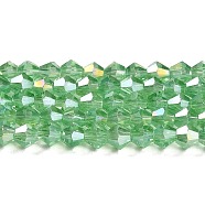 Transparent Electroplate Glass Beads Strands, AB Color Plated, Faceted, Bicone, Light Green, 3x2.5mm, Hole: 0.7mm, about 145~150pcs/strand, 41.5~42cm(GLAA-F029-2mm-A24)