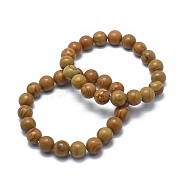 Natural Wood Lace Stone Bead Stretch Bracelets, Round, 2 inch~2-3/8 inch(5~6cm), Bead: 5.8~6.8mm(X-BJEW-K212-A-041)