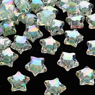 Transparent Acrylic Beads, Bead in Bead, AB Color, Faceted, Star, Aquamarine, 14x15x8.5mm, Hole: 2mm, about 518pcs/500g(X-TACR-S152-02D-SS2111)
