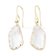 Glass Dangle Earrigns, Light Gold Brass Earrings, Polygon, 47.5x15mm(EJEW-Q800-26B-KCG)