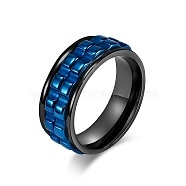 Gear Titanium Steel Rotating Finger Ring, Fidget Spinner Ring for Calming Worry Meditation, Blue, US Size 9(18.9mm)(PW-WG94989-28)