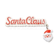 Christmas Theme Opaque Resin Cabochons, with Platinum Tone Iron Loops, Santa Claus, Red, 76x42x6.5mm(CRES-D011-01C)