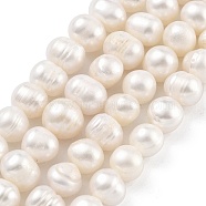 Natural Cultured Freshwater Pearl Beads Strands, Potato, Antique White, 8~9mm, Hole: 0.6mm, about 22~23pcs/strand, 6.50 inch(16.5cm)(PEAR-C003-15F)