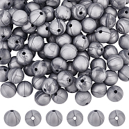 Food Grade Eco-Friendly Silicone Beads, Chewing Beads For Teethers, DIY Nursing Necklaces Making, Round, Gray, 12mm, Hole: 2mm(SIL-WH0010-10B)