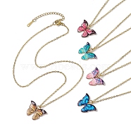 Alloy Enamel Pendant Necklace, Butterfly, Mixed Color, 15.83 inch(40.2cm)(NJEW-JN04584)