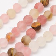 Tigerskin Glass Beads Strands, Frosted, Round, 6mm, Hole: 0.8mm, about 60pcs/strand, 14.1 inch(G-D693-6mm)