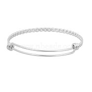 Adjustable 304 Stainless Steel Expandable Bangle Making, Stainless Steel Color, 65mm(STAS-I066-01B)