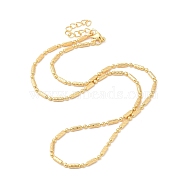 Rack Plating Brass Column & Ball Chain Necklace for Women, Lead Free & Cadmium Free, Real 18K Gold Plated, 17.83 inch(45.3cm)(NJEW-F311-06G)