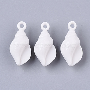 Opaque Acrylic Pendants, Conch Shell, White, 27.5x13x11mm, Hole: 2mm, about 370pcs/500g(SACR-T352-01)