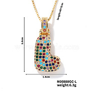 Brass Pave Colorful Cubic Zirconia Letter Pendant Box Chain Necklaces, Golden, Letter L, 15.75 inch(40cm)(NU0575-12)