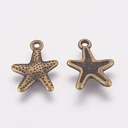 Tibetan Style Alloy Pendants, Starfish/Sea Stars, Lead Free and Cadmium Free, Antique Bronze, 16x12mm, Hole: 1mm, about 950pcs/731g(TIBEP-LF0463YKG-AB-LF)