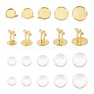 10Pcs 5 Styles Brass Cuff Button, Cufflink Findings for Apparel Accessories, 10Pcs 5 Styles Transparent Glass Cabochons, Golden, 11.5~20x11.5~18x4~21.5mm, tray: 12~20mm(BUTT-UN0001-21G)