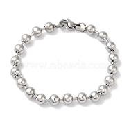 Non-Tarnish 304 Stainless Steel Beads Ball Chain Bracelets for Women, Stainless Steel Color, 7-1/4x1/4 inch(18.5x0.6cm)(BJEW-B092-02A-P)