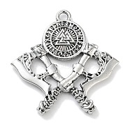 Tibetan Style Alloy Pendants, Double Axe with Valknut, Antique Silver, 50x48x5mm, Hole: 3.5mm(PALLOY-S031-05)