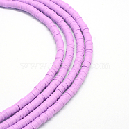 Handmade Polymer Clay Beads, Disc/Flat Round, Heishi Beads, Plum, 8x0.5~1mm, Hole: 2mm, about 380~400pcs/strand, 17.7 inch(X-CLAY-R067-8.0mm-01)