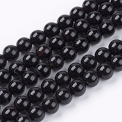 Natural Black Onyx Beads Strands, Grade AB, Round, Dyed & Heated, Black, 6mm, Hole: 0.8mm, about 65pcs/strand, 15.5 inch(X-G-H1567-6MM)