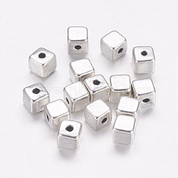 Tibetan Style Alloy Beads, Cadmium Free & Lead Free, Cube, Antique Silver, about 4mm long, 4mm wide, 4mm thick, hole: 1mm(LF10549Y)