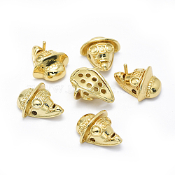 Rack Plating Brass Beads, Long-Lasting Plated, Hollow, Skull, Golden, 16x14x7mm, Hole: 1.6mm(KK-O125-13G)