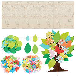 4 Bags Butterfly Leaf Flower EVA Foam Stickers Set, Self-Adhesive Decals with 6 Sets 3D Unfinished Wood Tree, for DIY Craft, Classroom, Bedroom Decoration, Mixed Color, Sticker: 50~124x36~71x2~3mm(DIY-OC0010-71)
