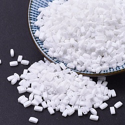 MIYUKI Half TILA Beads, Japanese Seed Beads, 2 Hole, (HTL402FR) Unicorn Matte White AB, 5x2.3x1.9mm, Hole: 0.8mm, about 1250pcs/50g(SEED-X0054-HTL0402FR)