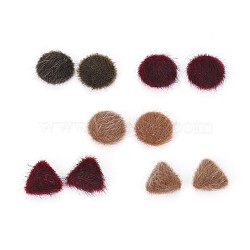 Faux Mink Fur Covered Cabochons, with Aluminum Bottom, Half Round/Dome and Triangle, Mixed Color, 10pcs/color, 50pcs/set(WOVE-X0001-21)