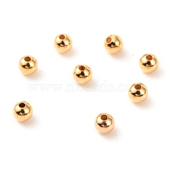Brass Beads, Long-Lasting Plated, Round, Real 18K Gold Plated, 3mm, Hole: 0.9mm(X-KK-F824-101B-G)