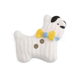 Dog Ceramic Buttons, 2-Hole, Yellow, 22.5x25x6.5mm, Hole: 1.8mm(BUTT-I018-01E-01)