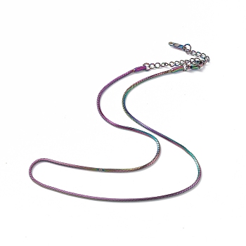 Ion Plating(IP) 304 Stainless Steel Round Snake Chain Necklace for Men Women, Rainbow Color, 15.75 inch(40cm)