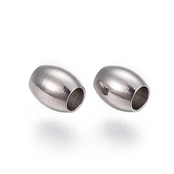 202 Stainless Steel Beads, Oval, Stainless Steel Color, 4.5x4x4mm, Hole: 2mm