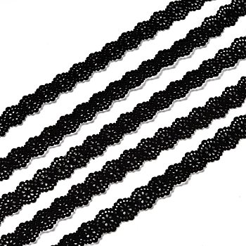 Hollow Flower Faux Sueded Cord, Faux Suede Lace, Black, 18x1.5mm, about 1.47 yards(1.35m)/strand