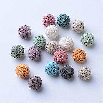 Unwaxed Natural Lava Rock Beads, for Perfume Essential Oil Beads, Aromatherapy Beads, Dyed, Round, No Hole, Mixed Color, 13~14mm