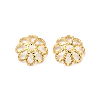 316 Stainless Steel Bead Caps, Multi-Petal, Flower, Real 18K Gold Plated, 8.5x2.5mm, Hole: 1.5mm