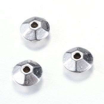 Tibetan Style Alloy Spacer Beads, Disc, Cadmium Free & Lead Free, Antique Silver, 6x3mm, Hole: 1mm, about 4160pcs/1000g