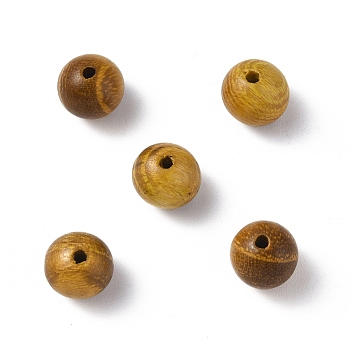 Wood Beads, Undyed, Round, Goldenrod, 8mm, Hole: 1.6mm