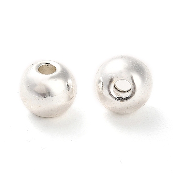 Alloy Beads, Long-Lasting Plated, Round, Silver, 8x7mm, Hole: 2mm