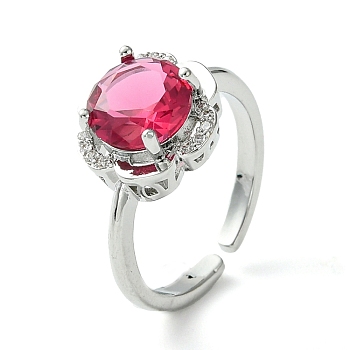 Bass Micro Pave Cubic Zirconia Ring, Long-Lasting Plated, Round, Fuchsia, Inner Diameter: 16mm