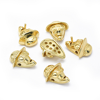 Rack Plating Brass Beads, Long-Lasting Plated, Hollow, Skull, Golden, 16x14x7mm, Hole: 1.6mm