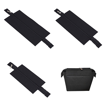 WADORN 3Pcs 3 Style Wool Felt Purse Organizer Insert, Mini Purse Shaper Premium Felt, Bag Accessories, with Zipper, Black, 41~51.2x12~16.7x0.25cm, 1pc/style