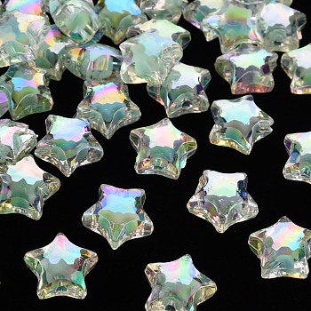 Transparent Acrylic Beads, Bead in Bead, AB Color, Faceted, Star, Aquamarine, 14x15x8.5mm, Hole: 2mm, about 518pcs/500g
