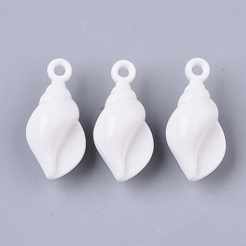 Opaque Acrylic Pendants, Conch Shell, White, 27.5x13x11mm, Hole: 2mm, about 370pcs/500g